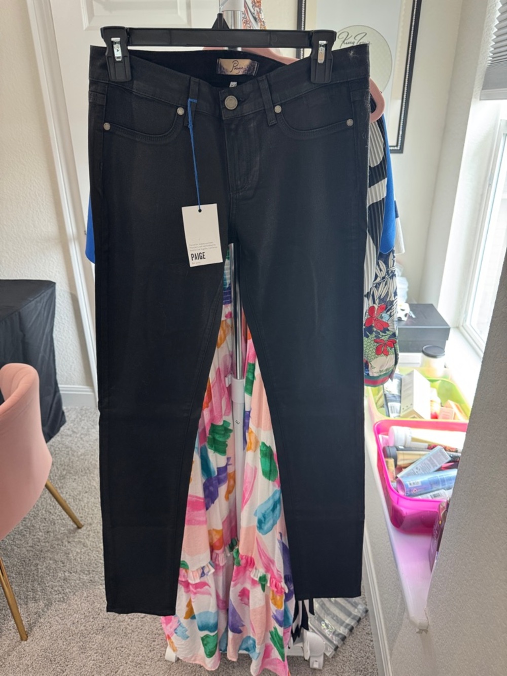 NWT Paige Jeans Black Coated Skinny Jeans Sz 29